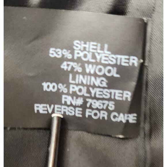 Ann Klein Tweed Wool Blend Mid Length Coat Jacket Size M Black/Reds - Picture 8 of 9